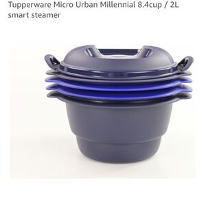Tupperware Stackable Microwave Steamer Set in Deep Purple and Violet